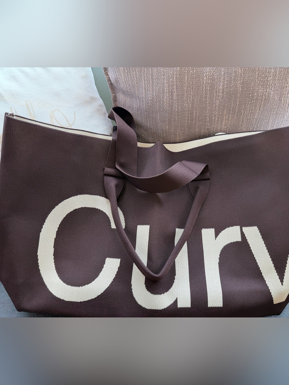 CURVES by Sean Brown Knit Tote - Chocolate Brown Carry Bag